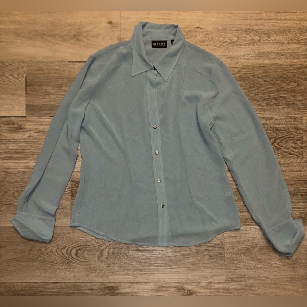 New York & Company Light Blue Shirt